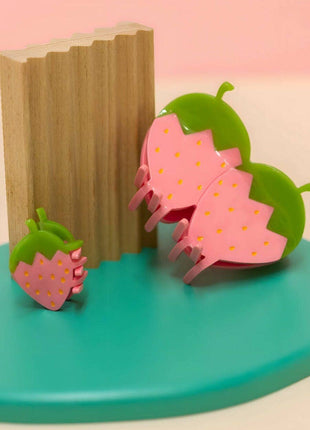 Mini Pink Strawberry Hair Claw Clip