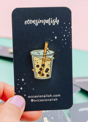 Boba Milk Tea Enamel Pin