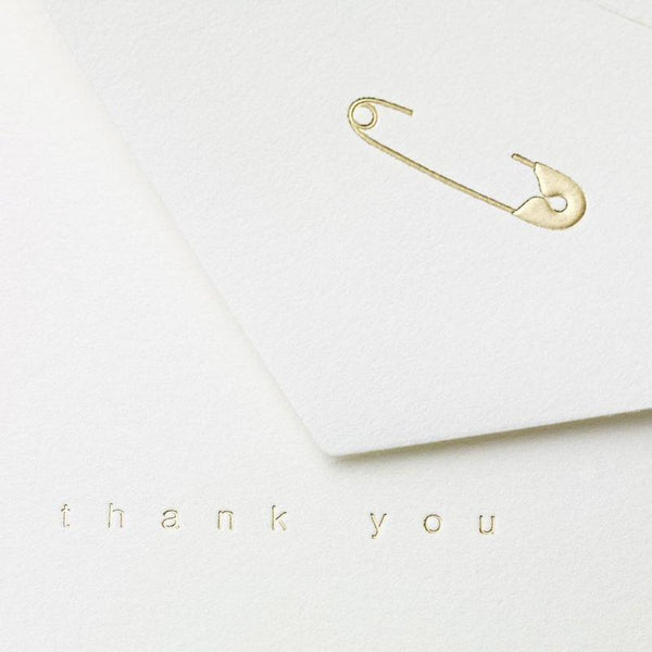 Diaper Pin Boxed Thank You Folded Note Cards - Boxed Notecard Set