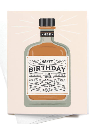 Happy Birthday Whiskey Bottle Greeting Card