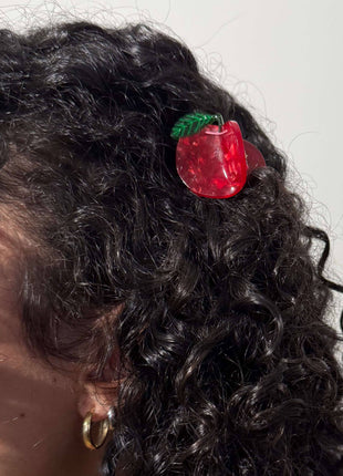 Mini Red Apple Hair Claw Clip