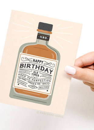Happy Birthday Whiskey Bottle Greeting Card