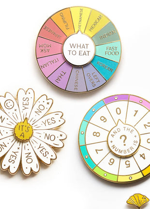What To Eat Enamel Pin, Interactive Pin, Spinning Pin