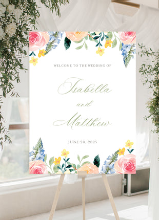 Bright Summer Florals Welcome Sign