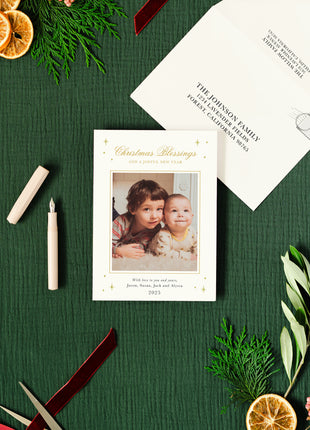 Elegant Foil Christmas Blessings Holiday Card