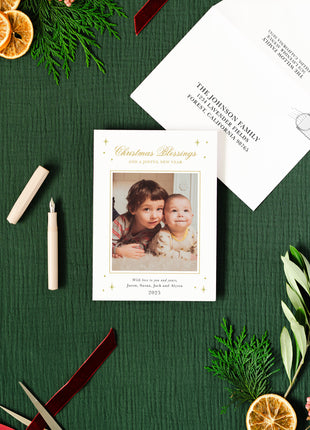 Elegant Foil Christmas Blessings Holiday Card