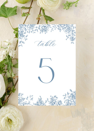 French Toile Floral Table Numbers