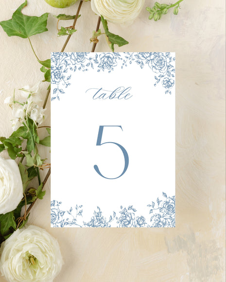 French Toile Floral Table Numbers