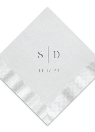 Initials Monogram Cocktail Napkin - Personalized Custom Cocktail Napkin