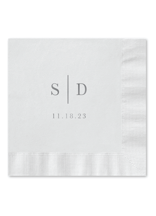 Initials Monogram Cocktail Napkin - Personalized Custom Cocktail Napkin