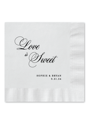 Love Is Sweet Cocktail Napkin - Personalized Custom Cocktail Napkin