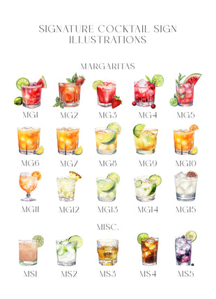 Signature Cocktail Sign | Personalized Watercolor Signature Drinks Sign with Custom Drinks