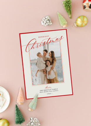 Merry Christmas Red Border Holiday Card