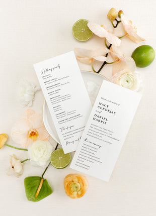 Custom modern wedding programs with double sided print