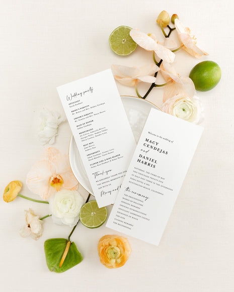 Custom modern wedding programs with double sided print