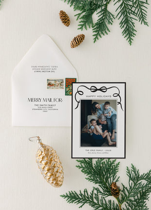 Modern Bow Border Holiday Card