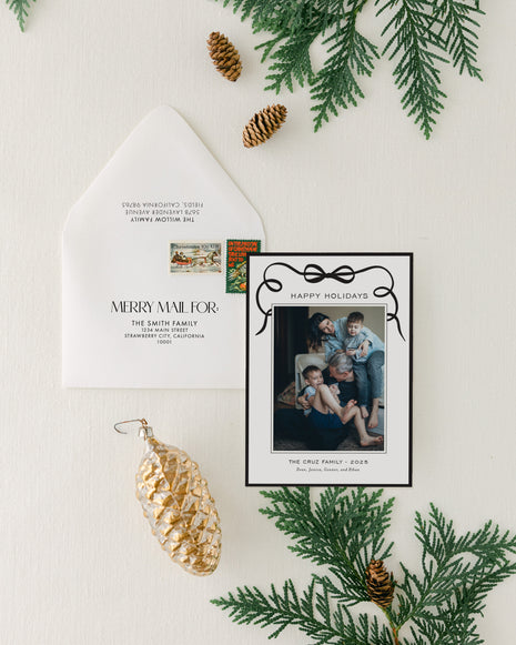 Modern Bow Border Holiday Card