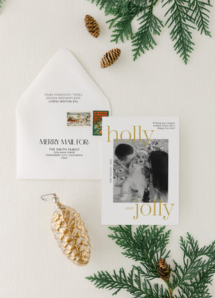 Holly & Jolly Foil Custom Holiday Card