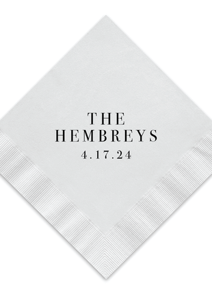 Modern Block Name Cocktail Napkin - Personalized Custom Cocktail Napkin