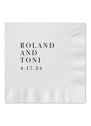 Modern Block Name Cocktail Napkin - Personalized Custom Cocktail Napkin
