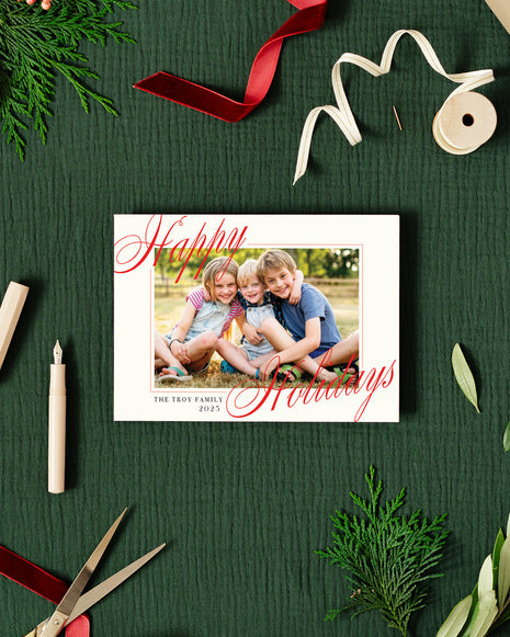 Script Happy Holidays Card