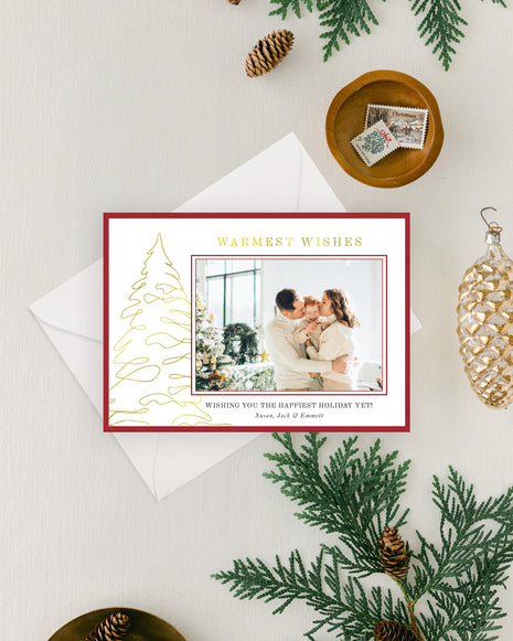 Warmest Wishes Gold Foil Holiday Cards