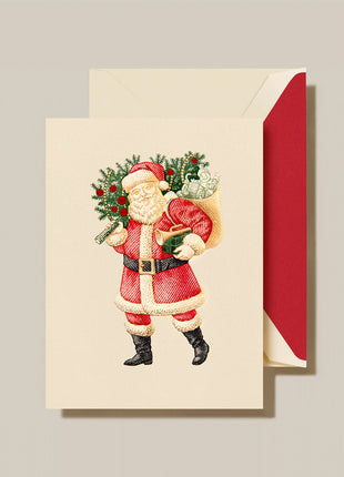 Classic Santa Christmas Folded Greeting Card Set - Crane Boxed Holiday