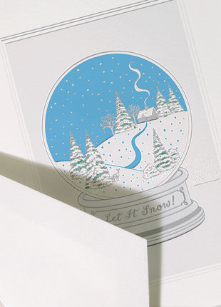 Snow Globe Folded Greeting Card Set - Crane Boxed Holiday