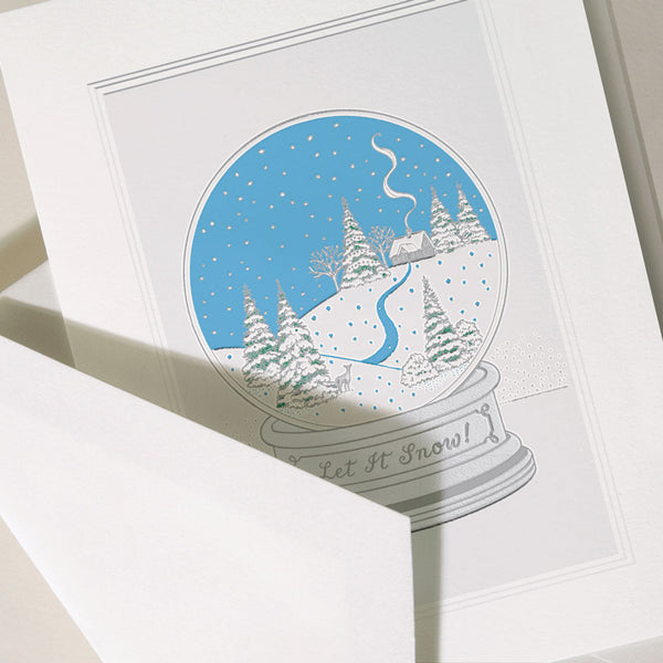 Snow Globe Folded Greeting Card Set - Crane Boxed Holiday