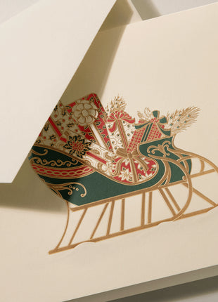 Sleigh Holiday Folded Greeting Card Set - Crane Boxed Holiday