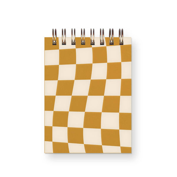 Checkerboard Mini Jotter Notebook: Saffron Cover | White Ink