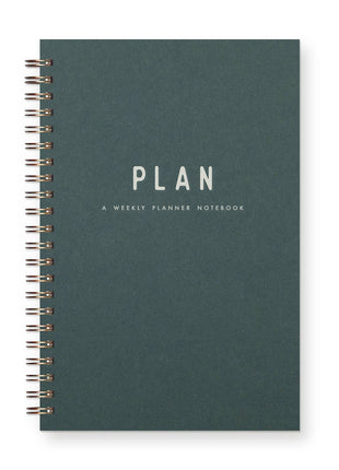 Simple Plan Undated Weekly Planner Journal: Forest Green Cover | White Ink
