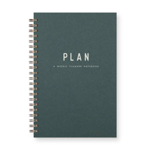 Simple Plan Undated Weekly Planner Journal: Forest Green Cover | White Ink