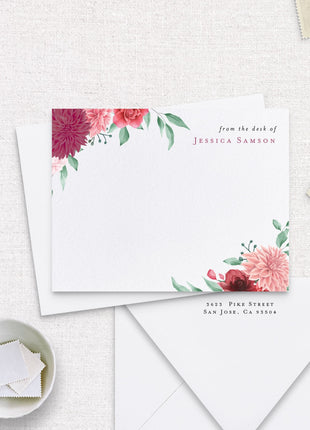 Dahlia Personalized Stationery Card | Set of 12
