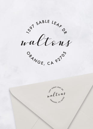 Scripted Circle Custom Return Address Stamp