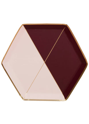 Bordeaux - Maroon Pink Colorblock Small Paper Plates
